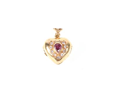 Diamant Rubin Herzmedaillon - Jewellery