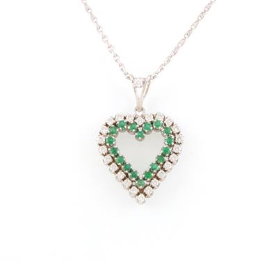 Brillant Smaragdherzanhänger - Jewellery