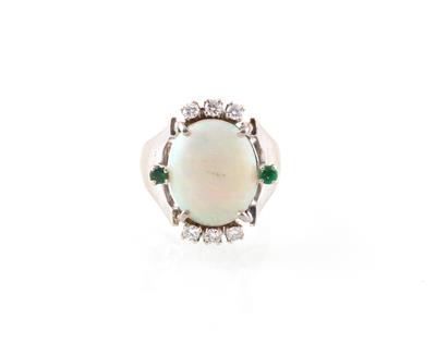 Brillant-Smaragd-Opal-Ring - Schmuck