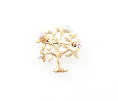 Kulturperlenbrosche Baum - Schmuck