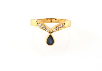 Saphir Achtkantdiamant Ring - Jewellery