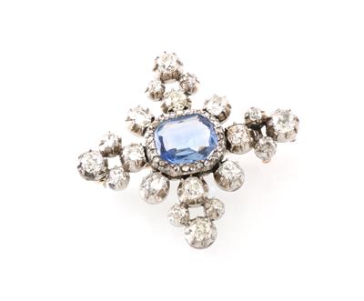 Diamantbrosche mit unbehandel-tem Saphir ca. 2,50 ct - Jewellery