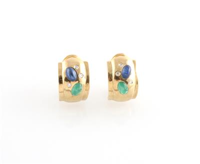 Brillant Saphir Smaragd Ohrclipse - Jewellery