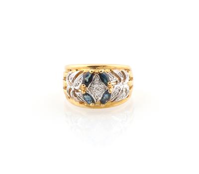 Achtkantdiamant Saphir Ring - Gioielli