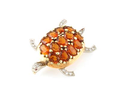 Brillant Citrinbrosche Schildkröte - Jewellery