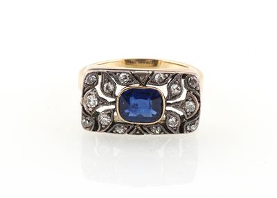 Altschliffdiamant Saphir Ring - Gioielli