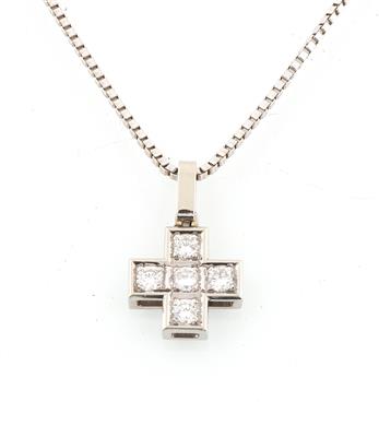 Brillant Kreuzanhänger zus. ca. 0,65 ct - Schmuck