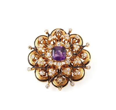 Diamant Amethystbrosche - Schmuck