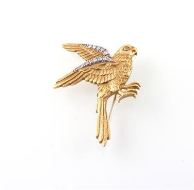 Diamantbrosche Vogel zus. ca. 0,15 ct - Schmuck