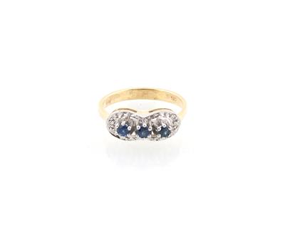 Achtkantdiamant Saphir Ring - Gioielli