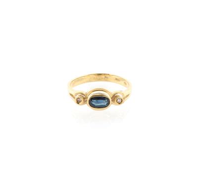 Achtkantdiamant Saphir Ring - Gioielli