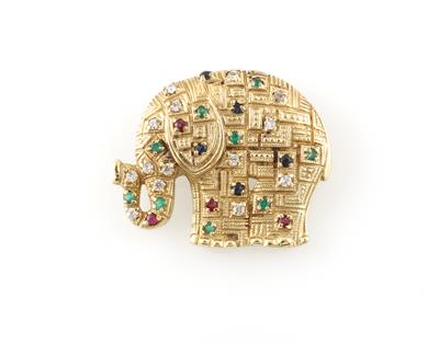 Rubin Saphir Imitationssteinanhänger Elephant - Jewellery