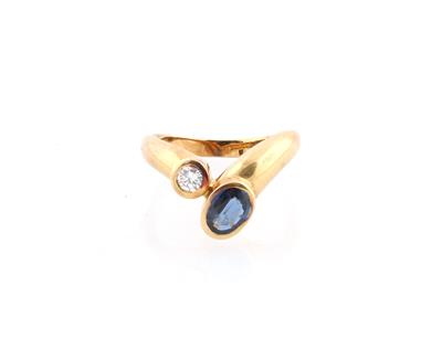 Brillant Saphir Ring zus. ca.0,75 ct - Klenoty
