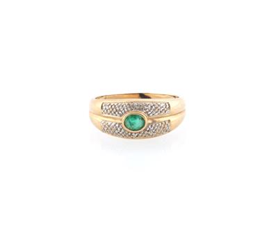 Achtkantdiamant Smaragd Ring - Gioielli