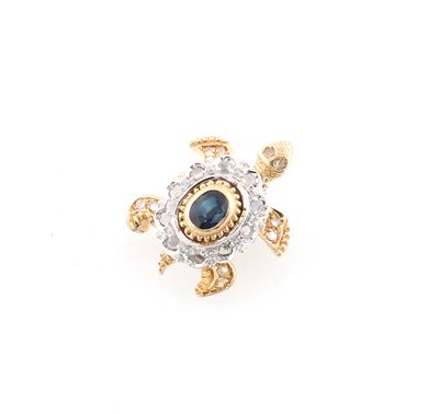 Diamant Saphir Brosche Schildkröte - Jewellery