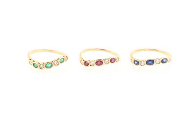 Brillant Farbstein Ring Set - Jewellery