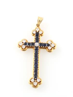 Brillant Saphir Anhänger Kreuz - Jewellery