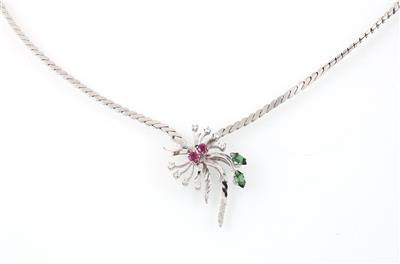 Brillant Schmuck-, Farbstein Collier - Schmuck