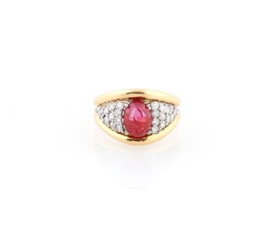 Brillant Rubin Cabochon Ring - Gioielli