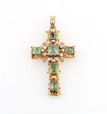 Brillant Smaragd Kreuzanhänger - Jewellery