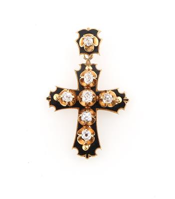 Diamant Kreuz Anhänger zus. ca. 0,85 ct - Gioielli