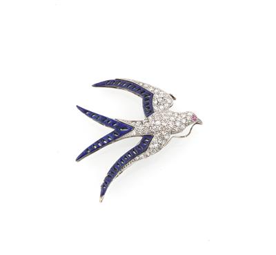 Diamantbrosche Vogel zus. ca. 0,90 ct - Klenoty