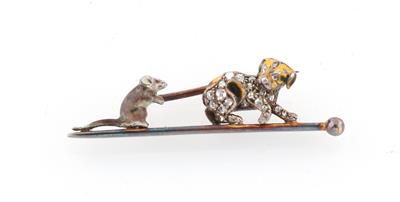 Diamantrauten Stabbrosche Hund und Maus - Schmuck