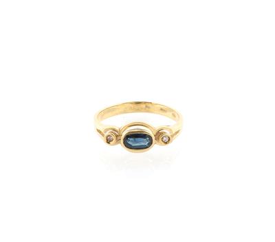 Achtkantdiamant Saphir Ring - Klenoty