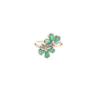 Achtkantdiamant Smaragd Ring - Schmuck