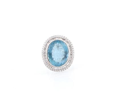 Diamant Aquamarinring - Klenoty