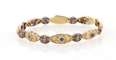 Diamantrauten synthetische Saphir Armkette - Jewellery