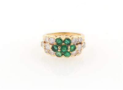 Brillant-Smaragd-Ring zus. ca. 1,00 ct - Klenoty