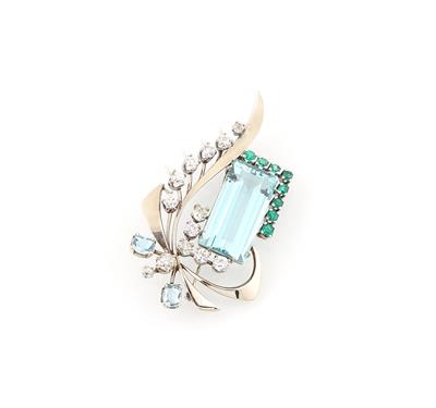 Diamant Aquamarin Brosche - Gioielli