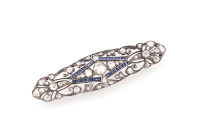 Diamantrauten synthetischer Saphir Brosche - Jewellery
