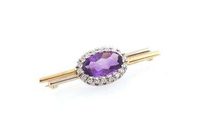 Brillant Amethyst Brosche - Klenoty