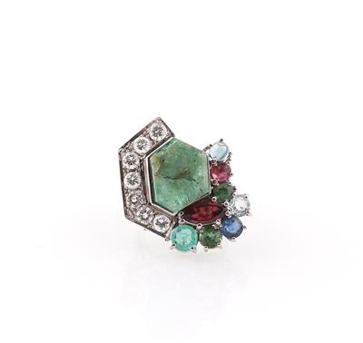 Brillant Farb-, Schmuckstein Ring - Schmuck