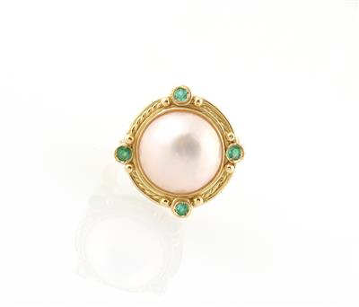 Smaragd Zuchtschalenperlen Ring - Jewellery