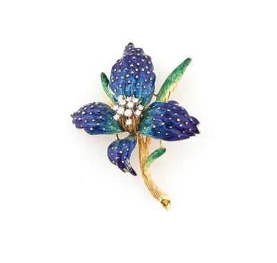 Brillantbrosche Blüte zus. ca. 0,90 ct - Exquisite jewellery