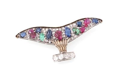 Diamant Farbsteinbrosche - Exquisite jewellery