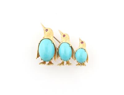 Rubin Brosche Pinguine - Exquisite jewellery