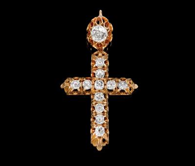 Altschliffdiamant Kreuzanhänger zus. ca. 2,40 ct - Jewellery