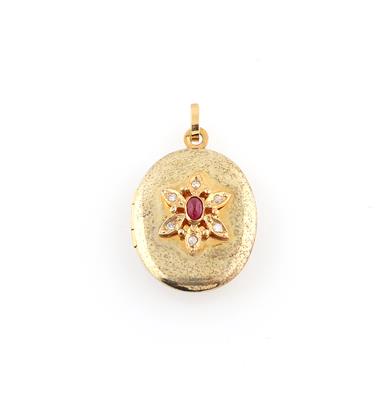 Achtkantdiamant Rubin Medaillon - Jewellery