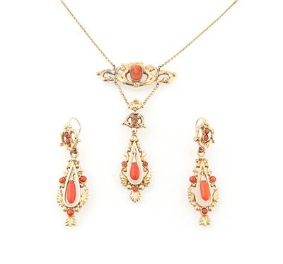 Korallen Damenschmuck Garnitur - Jewellery