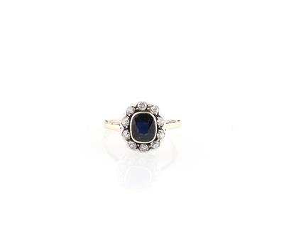 Altschliffdiamant Saphir Ring - Klenoty