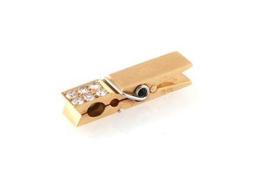 Brillantclip Wäschekluppe zus. ca. 0,18 ct - Schmuck