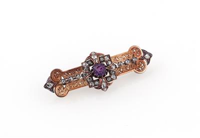 Diamantrauten Amethyst Brosche - Jewellery