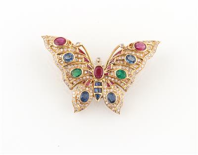 Brillant Farbstein Brosche Schmetterling - Jewellery