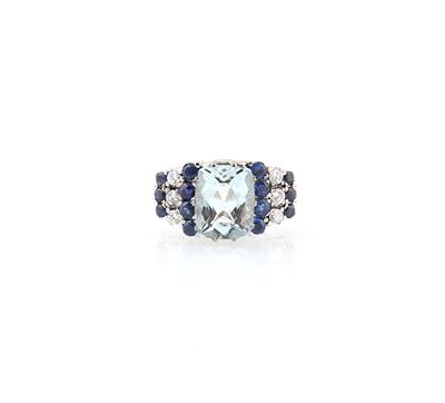 Aquamarin Brillant Saphir Ring - Gioielli