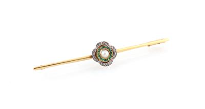 Diamantrauten Smaragd Kulturperlen Stabbrosche - Jewellery