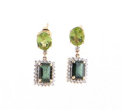 Peridot Turmalin Ohrsteckgehänge zus. ca. 3,20 ct - Gioielli